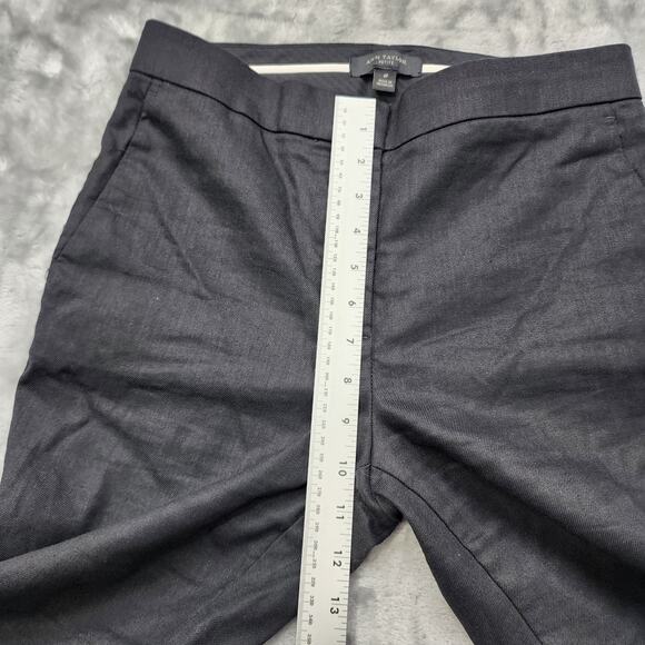 Ann Taylor Pants Women 4P PETITE Black Linen Blend High Rise Cuffed Ankle Preppy - Picture 7 of 10